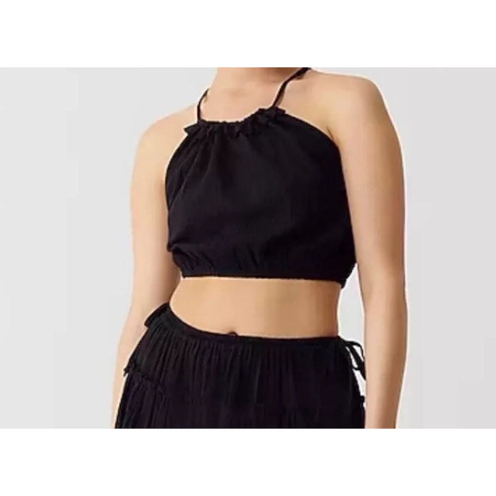 NWT J.Crew Halter Top Airy Gauze Ruffle Tie Back Breezy Festival Boho #BY132